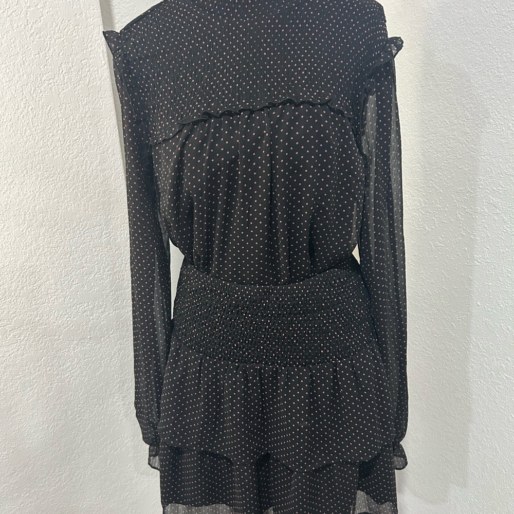Elegant Black Polka Dot Skirt & Shirt